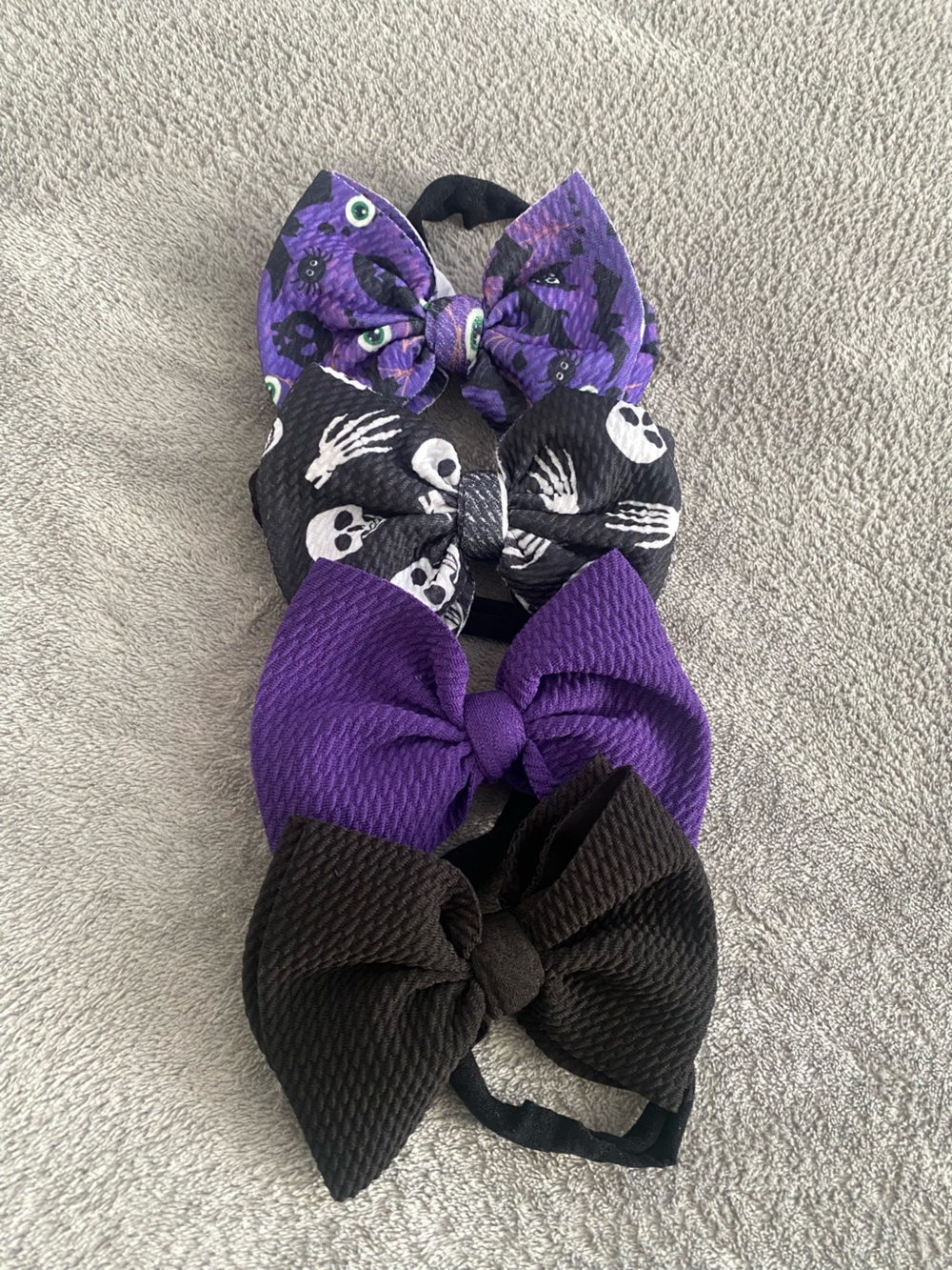 4-Pack Halloween Bow Headbands Purple Black Skull Spider Girls Hair Accessories